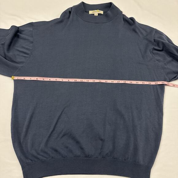 Pronto Uomo Sweater Mens XXL Blue Silk Cotton Mock Neck Quiet Luxury Old Money - Picture 5 of 8